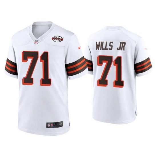 Men Cleveland Browns #71 Jedrick Wills Jr Nike White 1946 Collection Alternate Game NFL Jersey